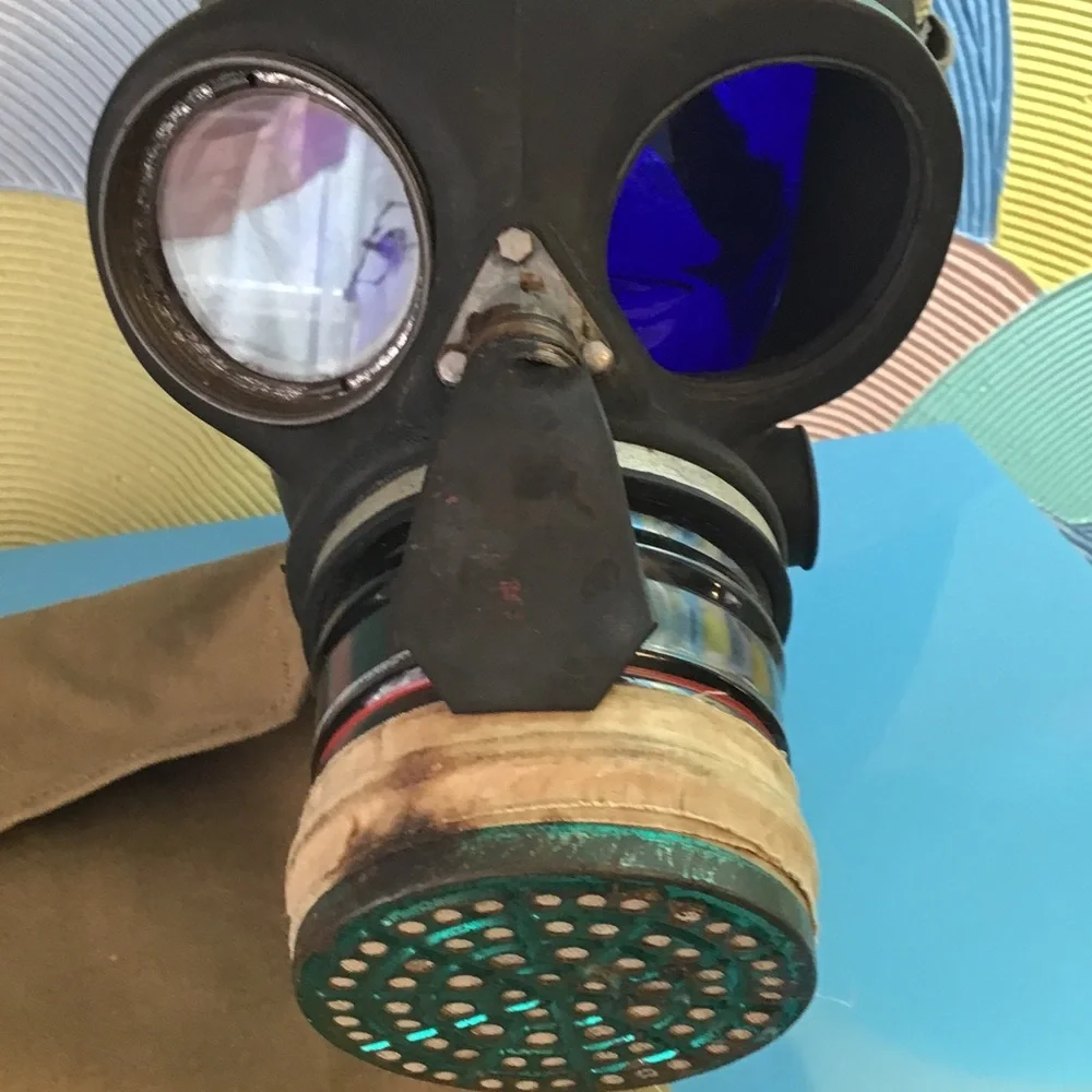 Vintage Military-Style Black Gas Mask with Filter